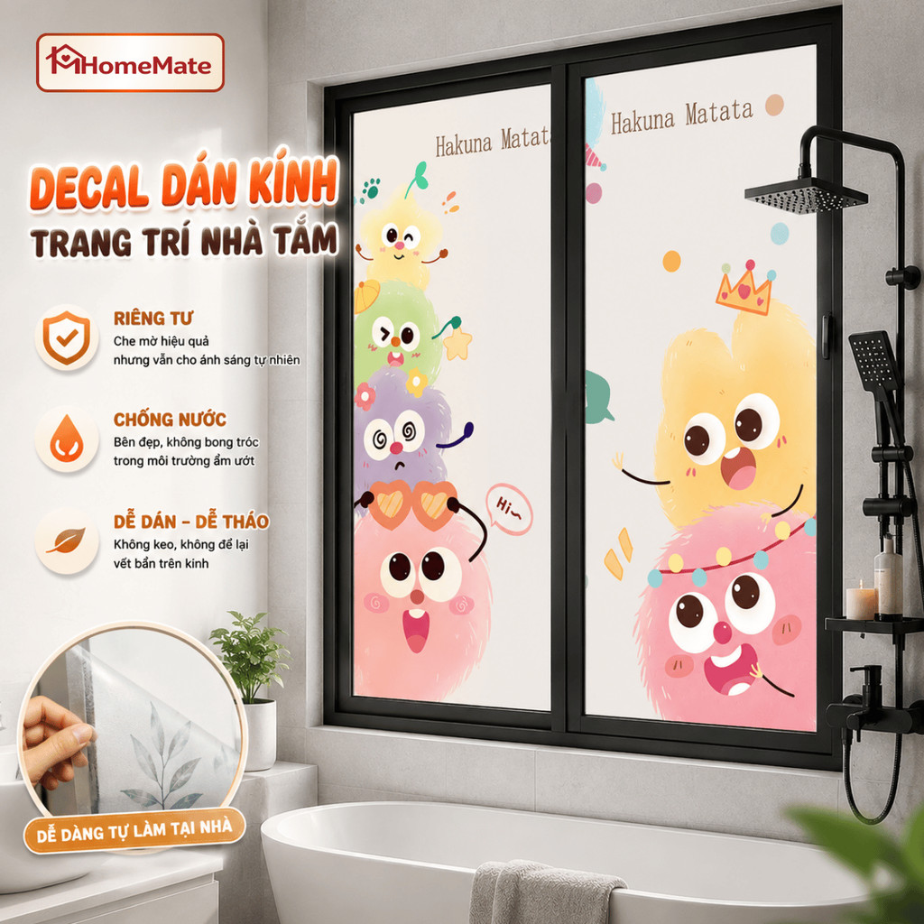 Decal Dán Kính Cửa Sổ HomeMate 3D Tĩnh Điện – Giấy Dán Kính Chống Nắng, Chống Nhìn Trộm Không Cần Keo