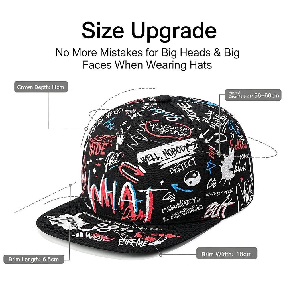 Mũ bóng chày YOLOGO, Mũ chống nắng Graffiti chữ Hip Hop, Mũ Snapback in hình thoáng khí có thể điều chỉnh thông thường dành cho nam nữ