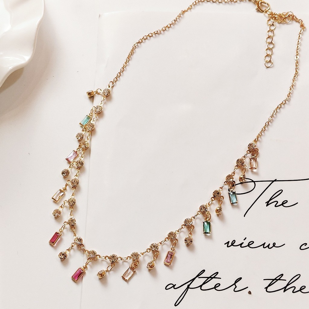 Dây chuyền nữ zircon có tua rua, màu sắc đa dạng, phù hợp mọi lúc