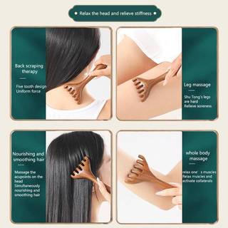 ELBBKG 1 Gỗ Đàn Hương Vàng Tự Nhiên Năm Móng Vuốt Máy Mát Xa Da Đầu Gua Sha Dụng Cụ Ba Scratcher Spa Cầm Tay Kinh Tuyến Massage Lược Chăm Sóc Tóc Mới