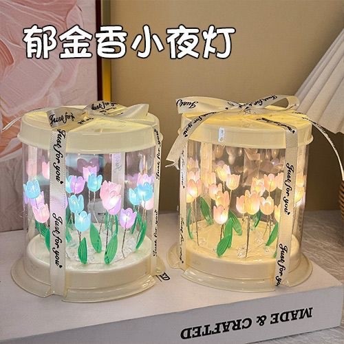 Hoa Tulip Đèn Ngủ Biển Sáng Tạo Bán Chạy Thủ Công Tự Làm Chất Liệu Gói Bánh Hộp Lãng Mạn Không Khí Ánh Sáng Giá Trị Cao