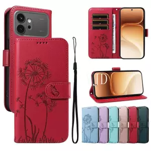 YJD Ốp Lưng Cho Honor 600 Pro Dập Nổi Bồ Công Anh Khe Cắm Thẻ Dây Đeo Tay Chống Rơi Vỏ Điện Thoại