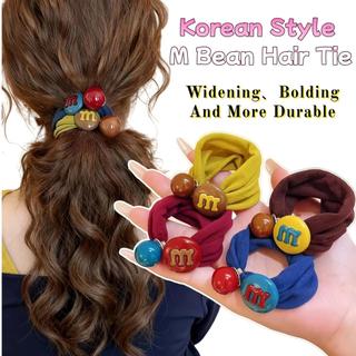 Dây buộc tóc hình hạt đậu màu kẹo ngọt, độ co giãn cao, kiểu dáng thời trang Hàn Quốc, phụ kiện tóc hàng ngày cho nữ.