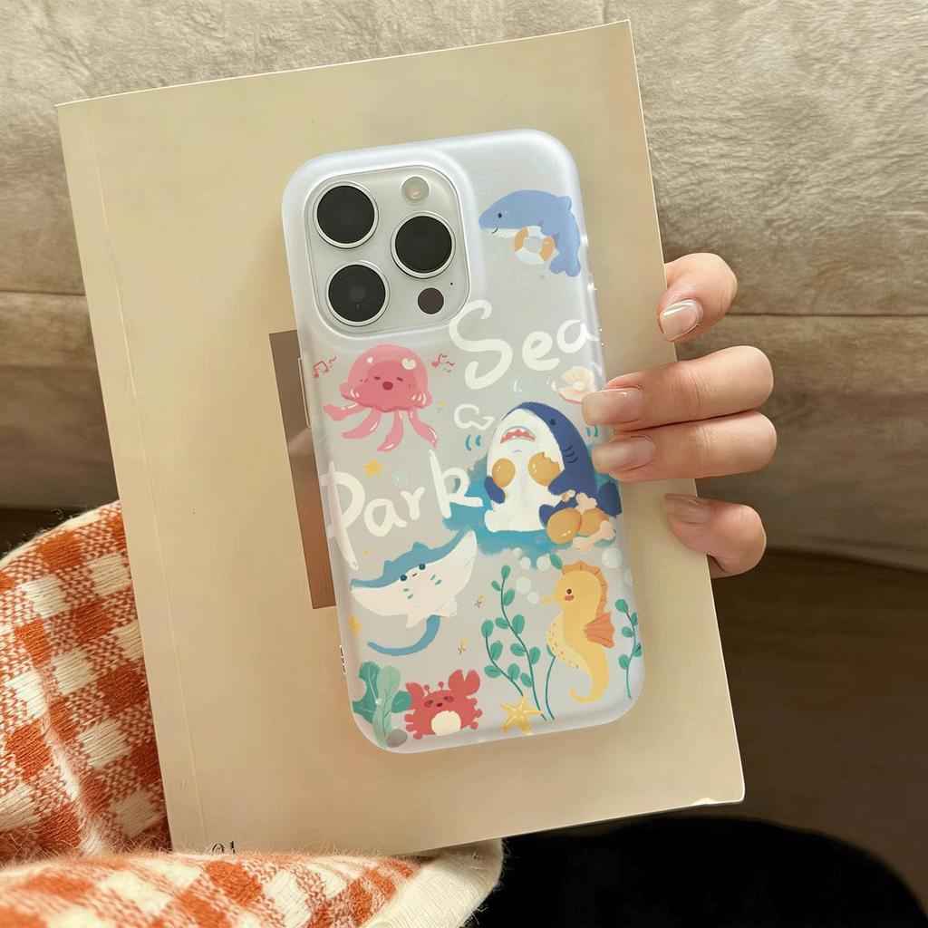 Thế giới biển Đối với trường hợp iPhone 14Pro Da đơn giản và tươi mới 151716