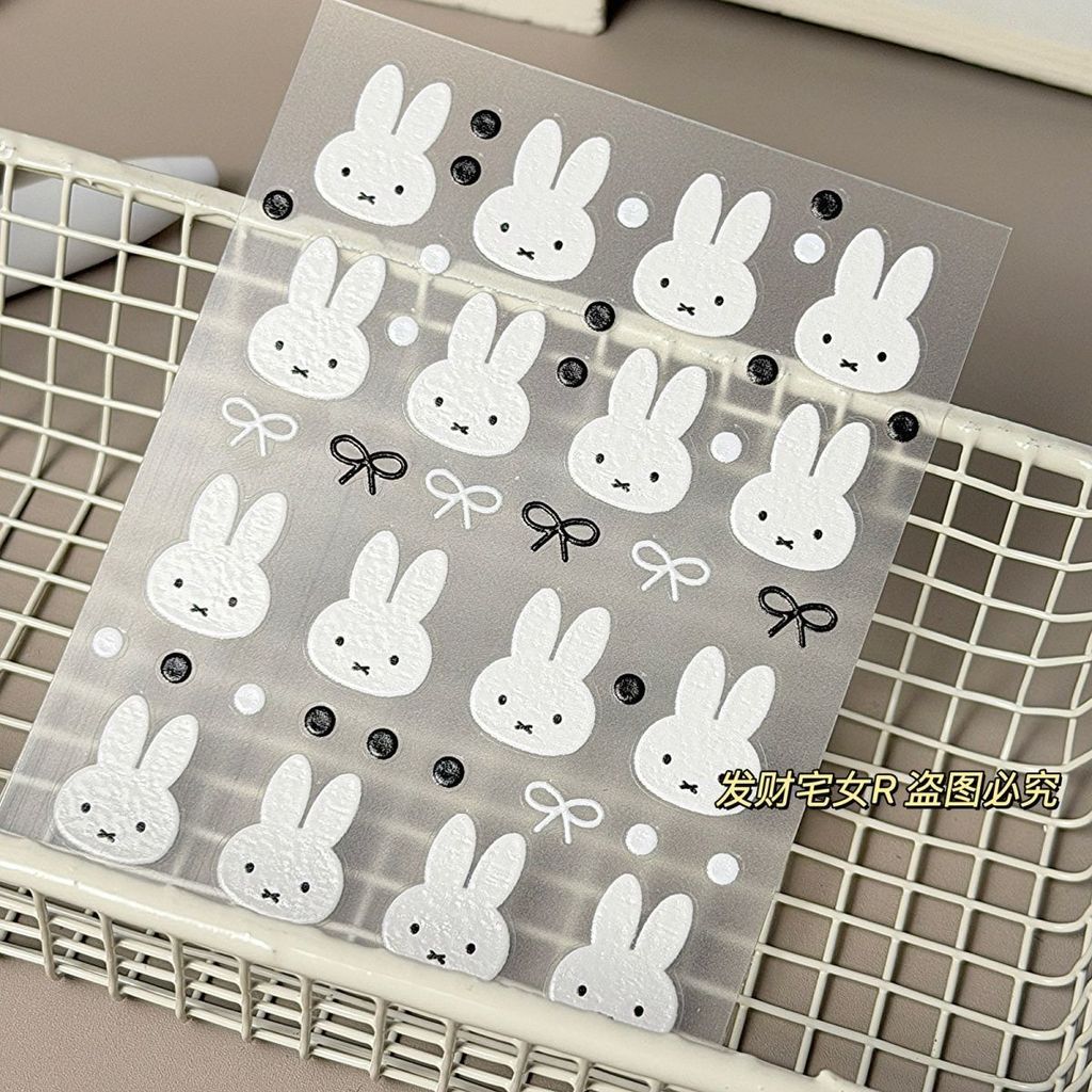 Miffy Thỏ Chấm Bi Tự Làm Miếng Dán Dây Dễ Thương Nơ Máy Tính Điện Thoại Di Động Trang Trí Cốc Nước Chống Thấm Nước Miếng Dán Miếng Dán26042212