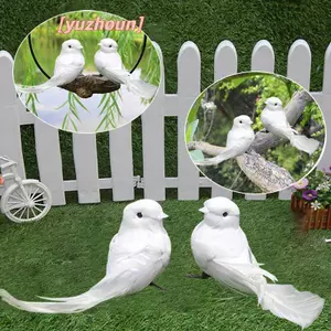 1 CHIẾC Chim Nhân Tạo Mô Phỏng Chim Nhỏ, Chim Trắng, Chim Lông, Trang Trí Bồ Câu Nhỏ Màu Trắng