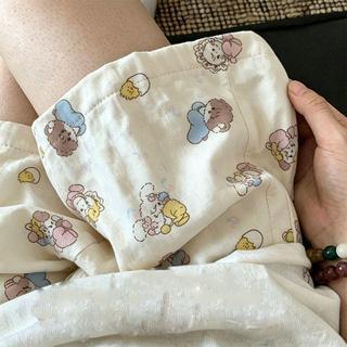 Quần Short Pyjama Mỏng Nhẹ Họa Tiết Hoạt Hình, Phù Hợp Mặc Mùa Hè