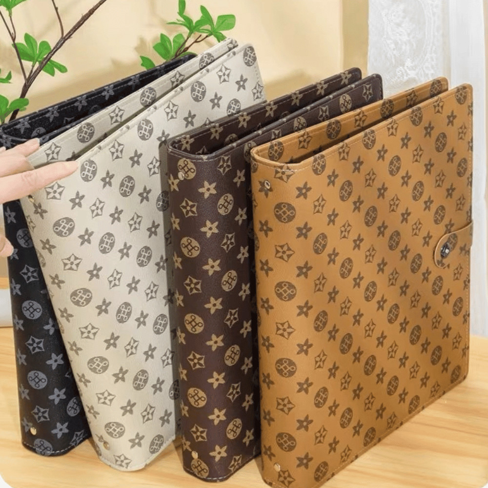 Bìa Sổ Còng Da PU Cao Cấp Dày Dặn Lưu Trữ Tài Liệu Có Khoá Bấm Khoá Kéo Bìa Còng A4 Sức Chứa Lớn