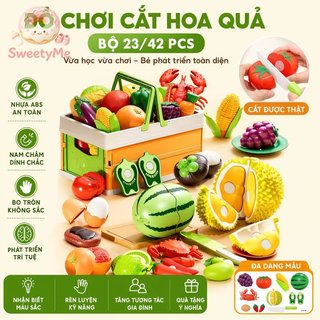 Bộ đồ chơi cắt trái cây trẻ em bằng nhựa ABS Giả vờ chơi nam châm nhà bếp Velcro Quà tặng học tập