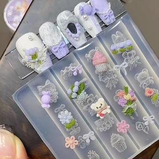 [hatheaven] Nơ Ruy Băng Khuôn Làm Móng Tay Silicon Hoa Trang Trí Móng Tay DIY Thiết Kế Lập Thể Dập Dụng Cụ Làm Móng Tay Đẹp