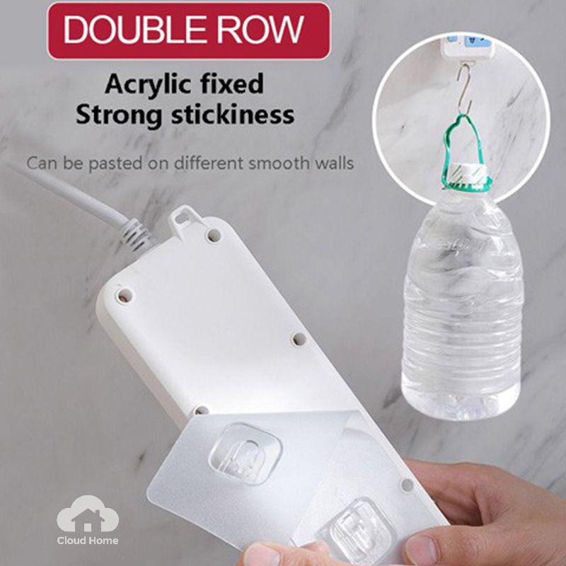 Miếng dán hai mặt trong suốt không để lại dấu vết, không cần đục lỗ, có móc cài, keo dán chắc chắn, khóa cài.