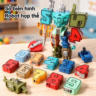 Bộ đồ chơi Robot số biến hình 0 9 Máy bay không gian quân sự Xe tăng STEM Học tập cho trẻ em