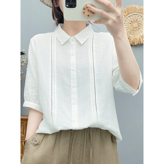Áo sơ mi nữ cotton thiết kế nghệ thuật Pháp, phù hợp mùa hè