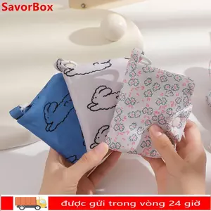Hộp đựng thẻ ví SAVORBOX, Ví đựng tiền xu sinh viên thời trang Hàn Quốc, Túi đựng đồ nhỏ in hoa dễ thương