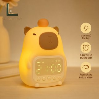 Capybara Đồng Hồ Báo Thức Đèn Để Bàn Đèn Ngủ LED Silicone Trang Trí Bàn Làm Việc Quà Tặng Sinh Nhật Phòng Ngủ