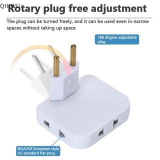 QIUWU EU Plug 1 3 Soet điện nối dài 180° Bộ chuyển đổi AC đa chức năng xoay.