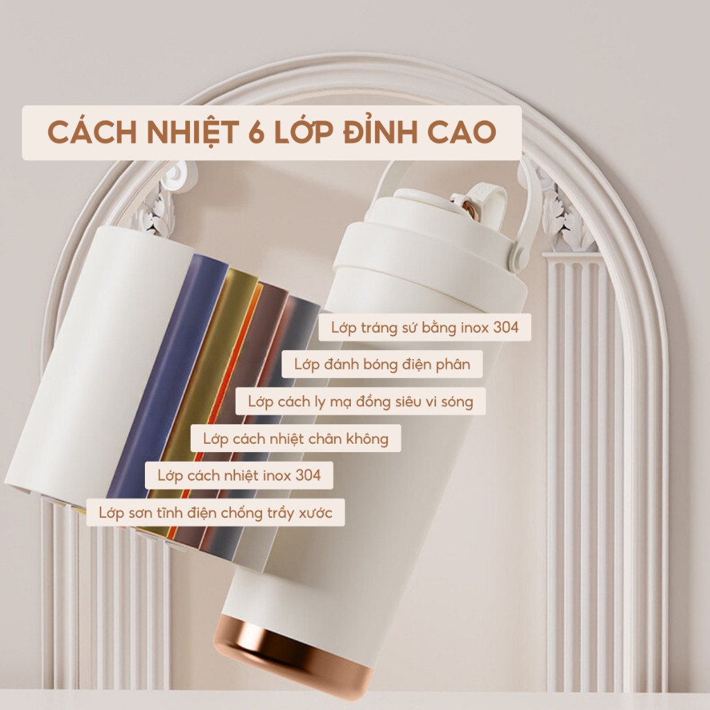 Ly giữ nhiệt Elegant Silver 500ml/750ml, inox 304 lõi tráng sứ, chính hãng 84HYDRO/84C500C/84C650C