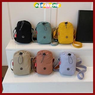 Túi đeo chéo OAKANDME, Túi đeo vai đơn phong cách thể thao bằng vải Nylon, Túi nhỏ màu trơn dây rút thời trang Unisex