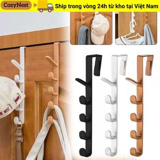 Móc áo COZYNEST, Móc treo cửa 5 móc không dấu vết, Giá treo tường bền bỉ cho túi quần áo Mũ ví