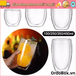 ORDOBOX 150 / 250 / 350 / 450ml Cốc cà phê trong suốt, Cốc thủy tinh hai lớp thủy tinh Borosilicate cao, Cốc nước ép chịu nhiệt