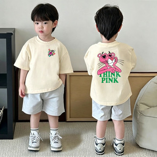 (1-12 tuổi) Áo thun ngắn tay trẻ em, áo thun in hình báo hồng hoạt hình Disney, cổ tròn.