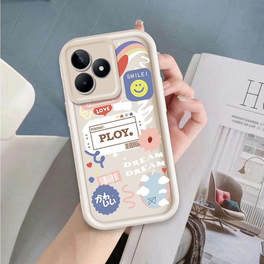 Ốp Lưng Cho Realme C53 C51 Note 50 C63 C61 Hoạt Hình Silicon Phụ Kiện Vỏ Điện Thoại Mềm Nhãn TPU Nụ Cười Hoa Mắt Thiên Thần Ốp Lưng Chống Sốc