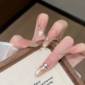 Nguyên Chất Handmade Mùa Xuân Tinh Khiết Desire Phong Cách Mắt Mèo Haoshi Pháp Hàng Ngày Nhẹ Nhàng Khí Học Sinh Cô Gái Làm Móng Tay Đeo Móng Tay