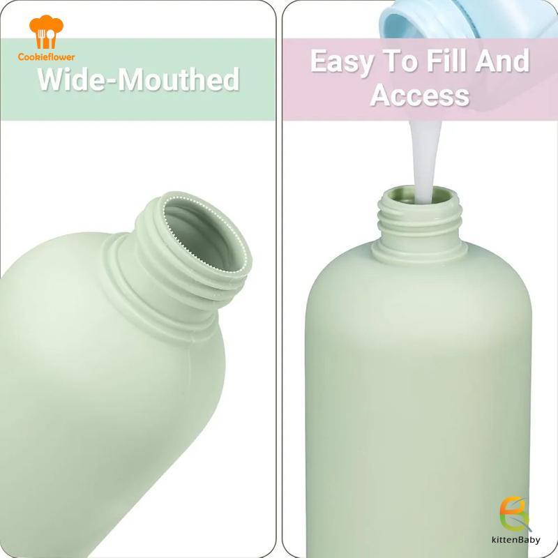[Kitten-t] Bộ chai bóp du lịch được TSA phê duyệt Ống mềm chống rò rỉ cho dầu gội Lotion có thể đổ lại và dễ mang theo khi cắm trại mới