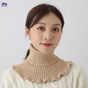 XOITOP Giữ ấm và lạnh ngoài trời Phụ nữ Dệt kim ấm áp Cổ áo giả Thiên Rùa Khăn quàng cổ giả có thể tháo rời Ne Khăn VN