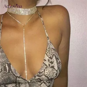 AqToCna Thời Trang Nữ Xương Đòn Nelace Kim Cương Giả Mặt Dây Chuyền Dây Chuyền Choker Cổ Trang Sức AqToCna