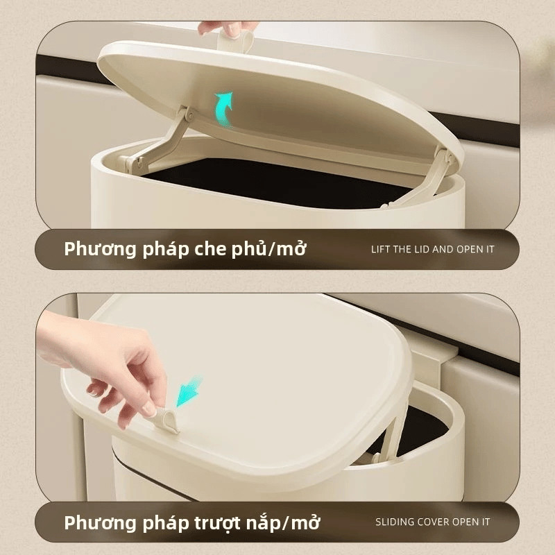 Thùng Rác Treo Tủ Bếp HomeMate 12L Nắp Lật Thông Minh, Thùng Rác Treo Tường Nhà Tắm Chấm Bi Dễ Thương