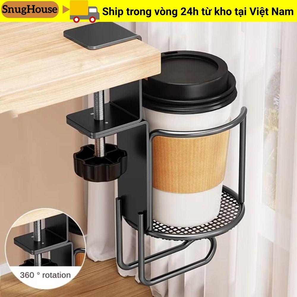SNUGHOUSE Không có máy khoan để bàn, Giá đỡ cốc 2 trong 1 thiết kế chống rơi, Giá đỡ cốc 2 trong 1 đa chức năng gắn cạnh chống trượt nâng cấp Kẹp tay có thể điều chỉnh