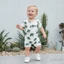 Sơ Sinh Bé Trai Mùa Hè Áo Liền Quần Khủng Long / Rùa In Tay Ngắn Nửa Nút Lên Cổ Tròn Jumpsuit