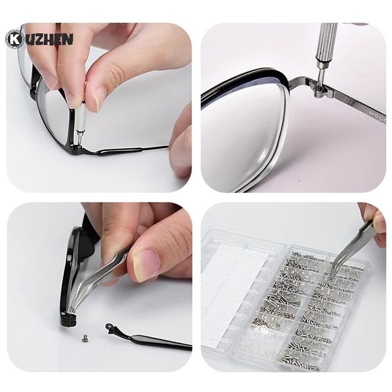 Bộ vít sửa chữa kính 18 trong 1 KUZHEN Ultimate | Miếng đệm mũi chính xác, Mũ đệm & Ốc vít không khung để điều chỉnh kính mắt & Maint HOT