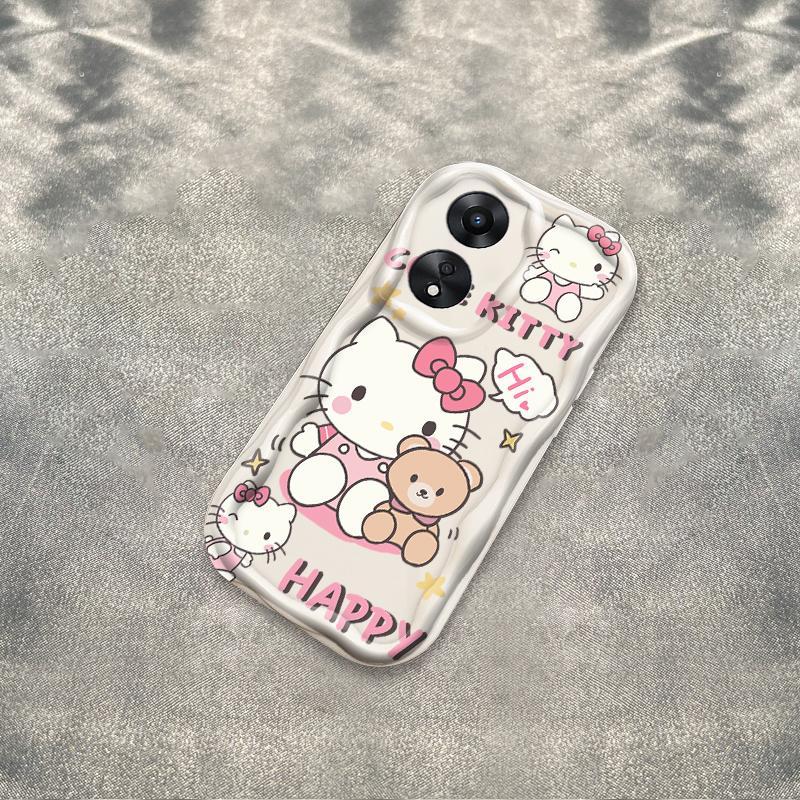 Thích hợp cho OPPO A18 A38 A58 A60 A17 A17K 4G 3D Điện thoại thông minh TPU mềm Kitty Rilakkuma Vỏ điện thoại chống sốc