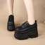 Đen Nhỏ Cao Gót Dày Đế Dày Giày Da Nữ Mùa Xuân Phong Cách Mới Preppy Phong Cách Nền Tảng Siêu Cao Gót Giày