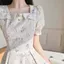 Váy Jacquard dập nổi Thiết kế thích hợp mùa hè cho nữ, Váy dài hoa kiểu Pháp nhẹ nhàng cổ điển