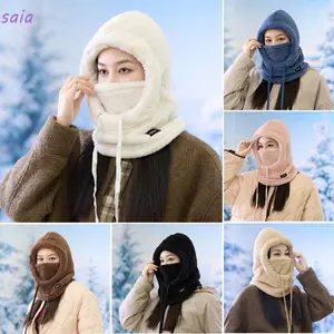 Mũ trượt tuyết Khăn SAIA, Balaclava mùa đông chống gió sang trọng, Mũ bảo vệ tai mềm màu trơn giữ nhiệt ấm mùa đông