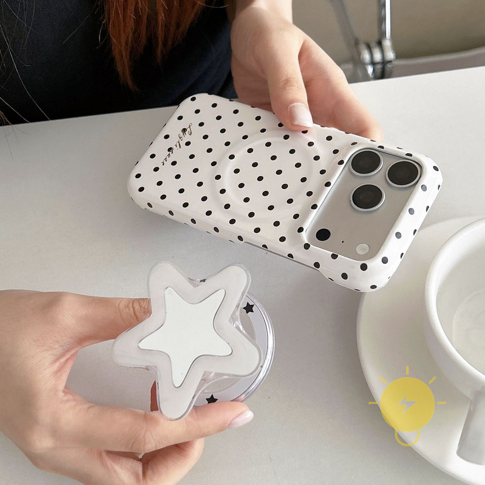 Phone Case For iPhone 17 Pro Max 16 15 14 13 with Griptok TPU Magnetic Polka Dot with Griptok Polka Dot Aesthetic Korean Cute
