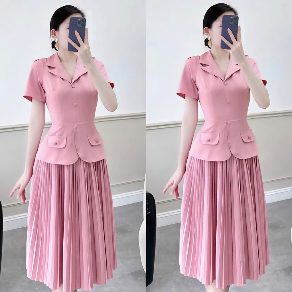 Đầm Nữ DÀI THIẾT KẾ MỚI VEST Phối Chân Váy XẾP LI THỜI TRANG CÔNG SỞ Cực Đẹp HIYU 66 STORE