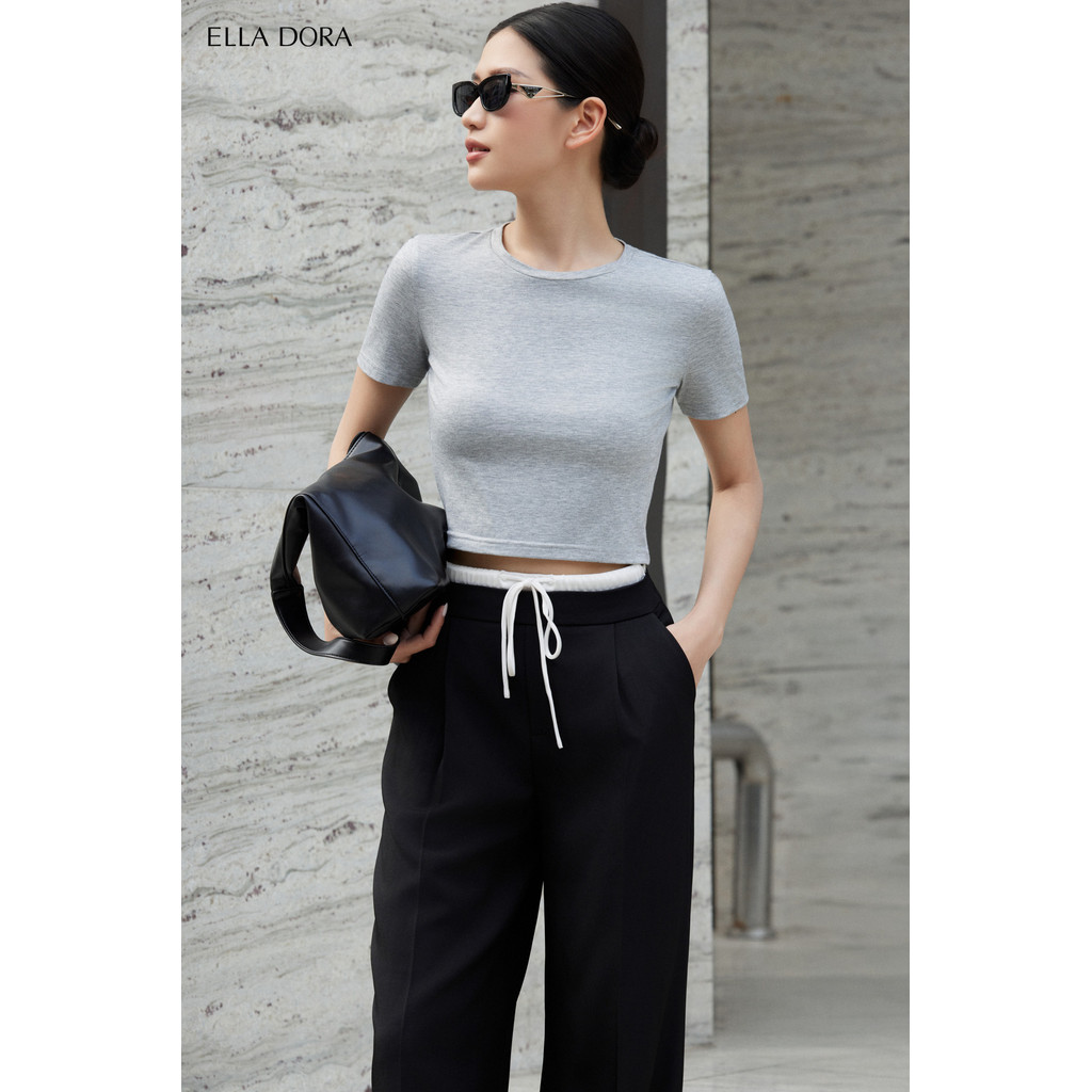 Quần ống rộng nữ ELLA DORA dáng dài form chuẩn thanh lịch dễ phối đồ công sở 2 màu Đen/Ghi [Q32]