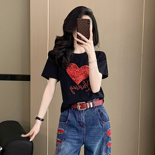 Bộ trang phục mùa hè thời thượng dành cho nữ, áo thun nữ tay ngắn kết hợp với quần jean trẻ trung