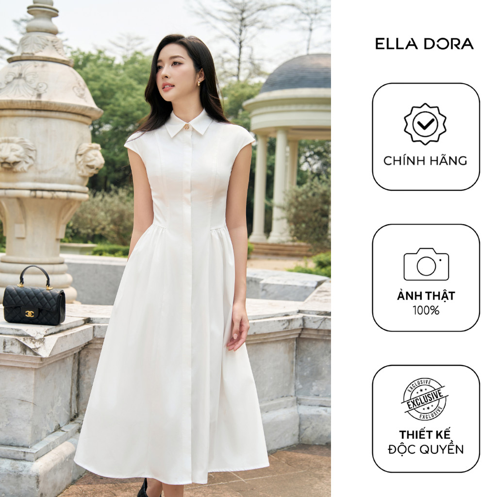Đầm dáng dài ELLA DORA thiết kế cổ sơ mi tay hến nẹp giấu form thanh lịch sang trọng [D299]