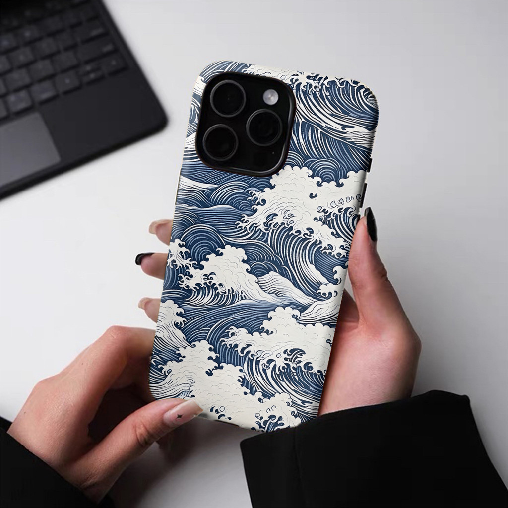 Retro Wave Minh họa Thích hợp cho iPhone 17Promax 16Pro 15 11 12 13 14 xs XR 17Air Ốp cứng hai lớp chống sốc IK2Z