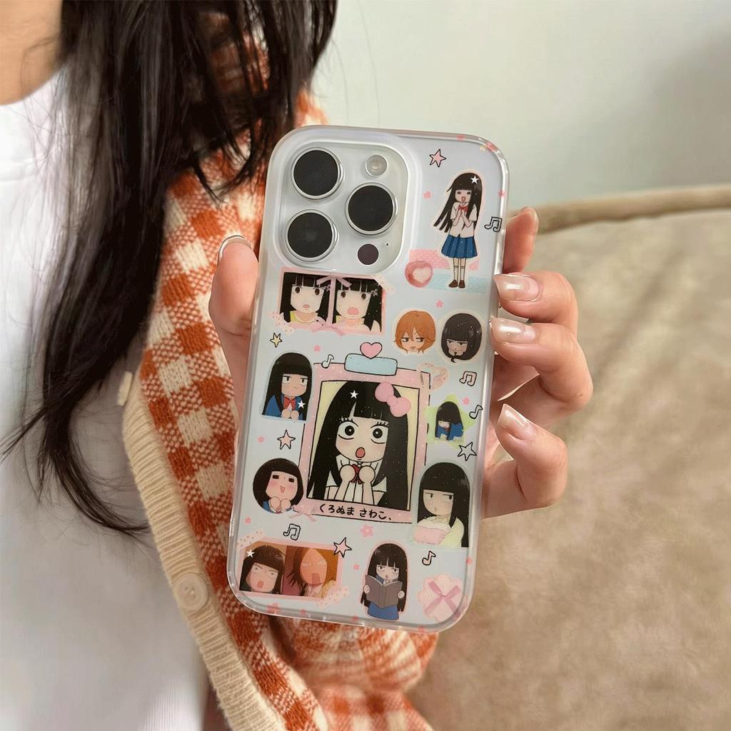 Nhân vật Puzzle Đối với trường hợp iPhone 14Pro Da đơn giản và tươi mới