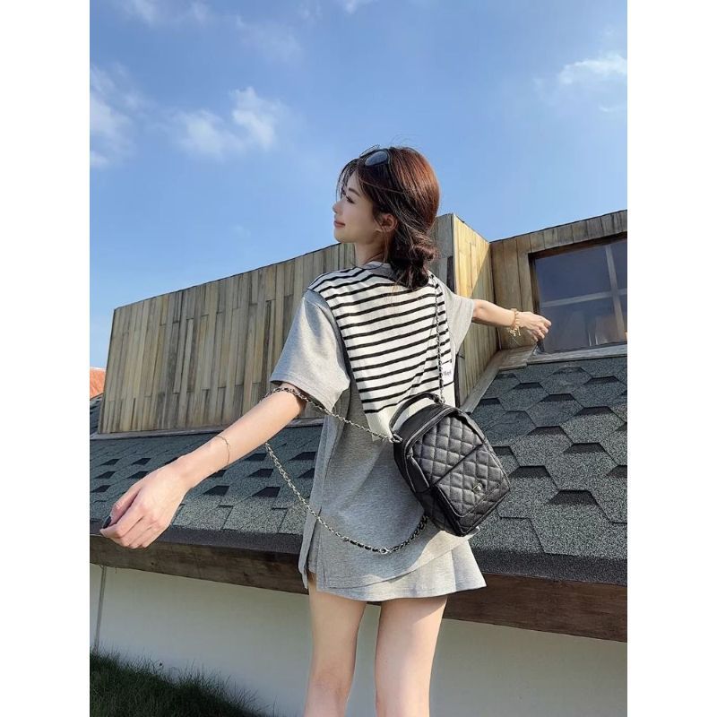 Phong cách Hàn Quốc bộ đồ thể thao cỡ lớn ngắn tay và váy ngắn