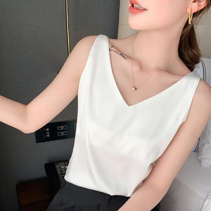 Dây chuyền chữ V trắng cơ bản, satin lụa, phù hợp cho mùa hè