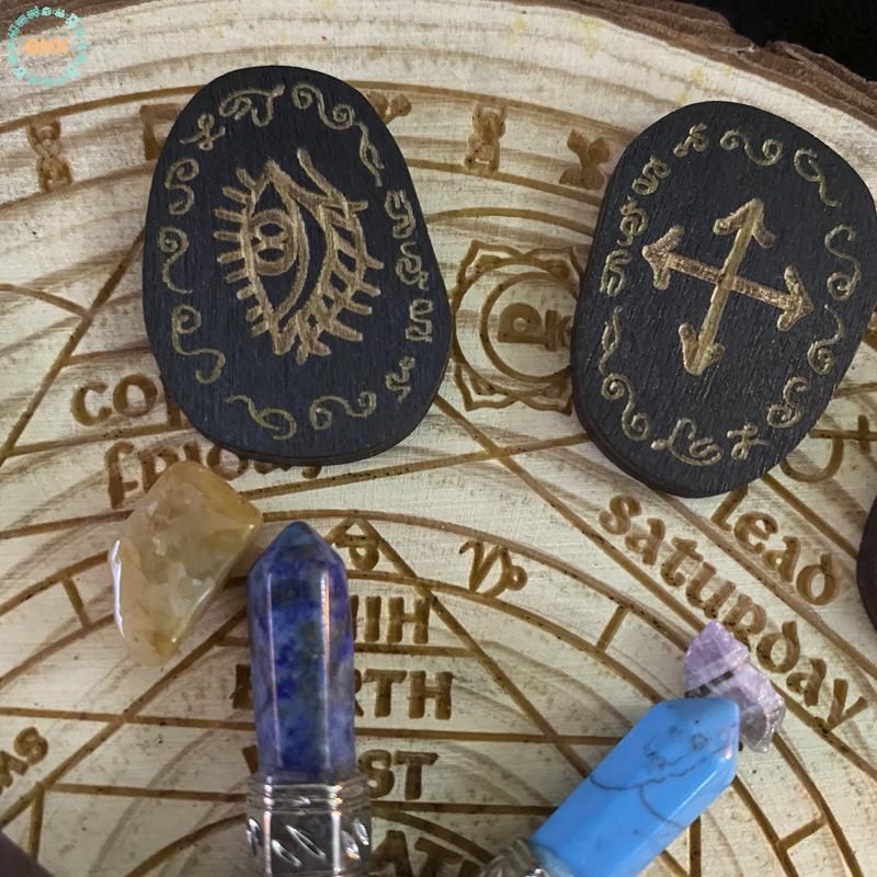 GHX Gỗ Runes Bộ Đá Phù Thủy Rune Bộ 14 Chiếc Khắc Rune Biểu Tượng Cho Bói Toán VN