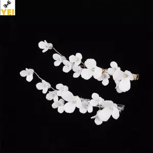 Kẹp Tóc Hoa Gốm Tinh Tế - Phụ Kiện Tóc Charming Cho Tiệc Cưới