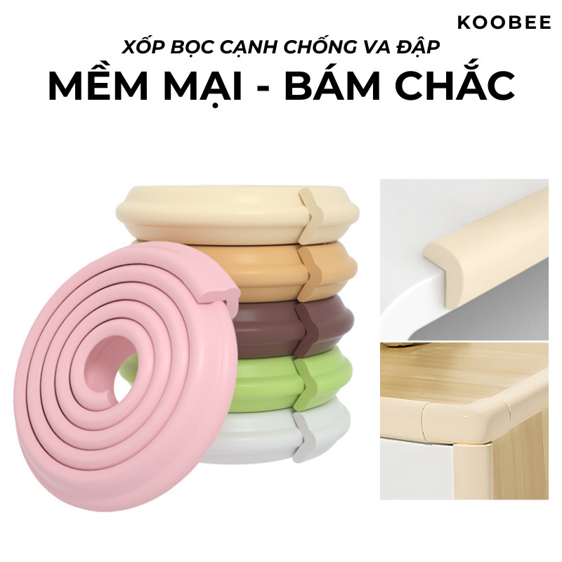 Xốp Bọc Cạnh Bàn An Toàn Cho Bé 2m – Cao Su NBR Mềm Mại, Dán Góc Bàn Chống Va Đập, Cắt Tuỳ Ý | 377